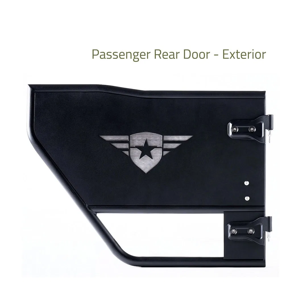 25-1049 – COMBAT OFFRD Door, Tubular Lower Half Powder Coated Black Steel Set Of 2 With OE Styles Hinges/ Door Limiti...